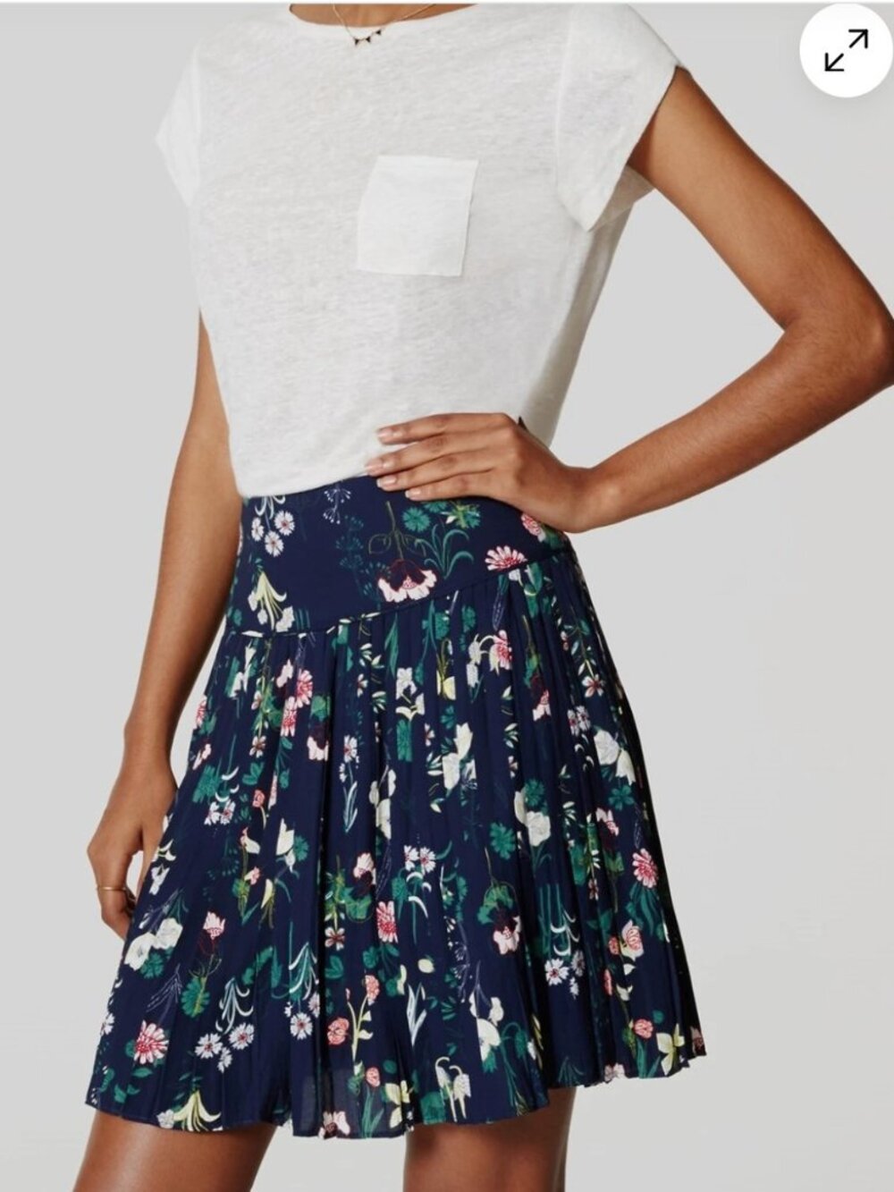 LOFT Valley Floral Accordion Pleated High Rise Skirt Size 8